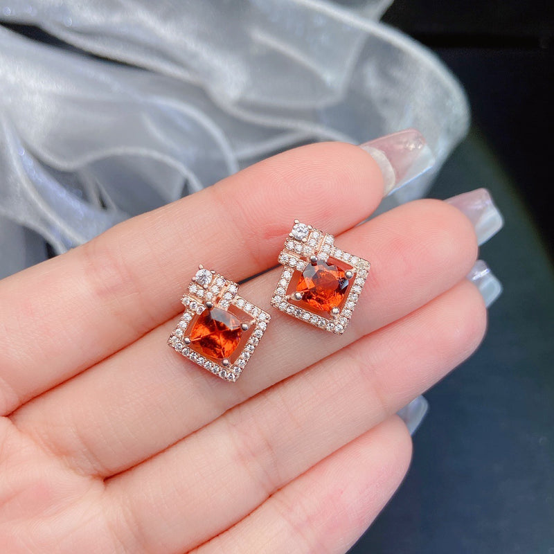 Silver Garnet Earrings